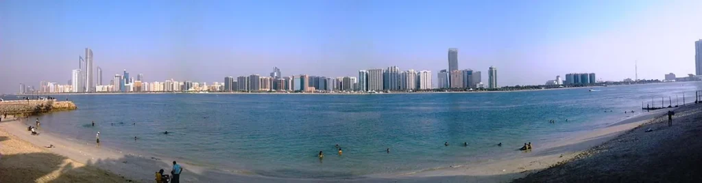 Abu Dhabi Corniche promenade panorama