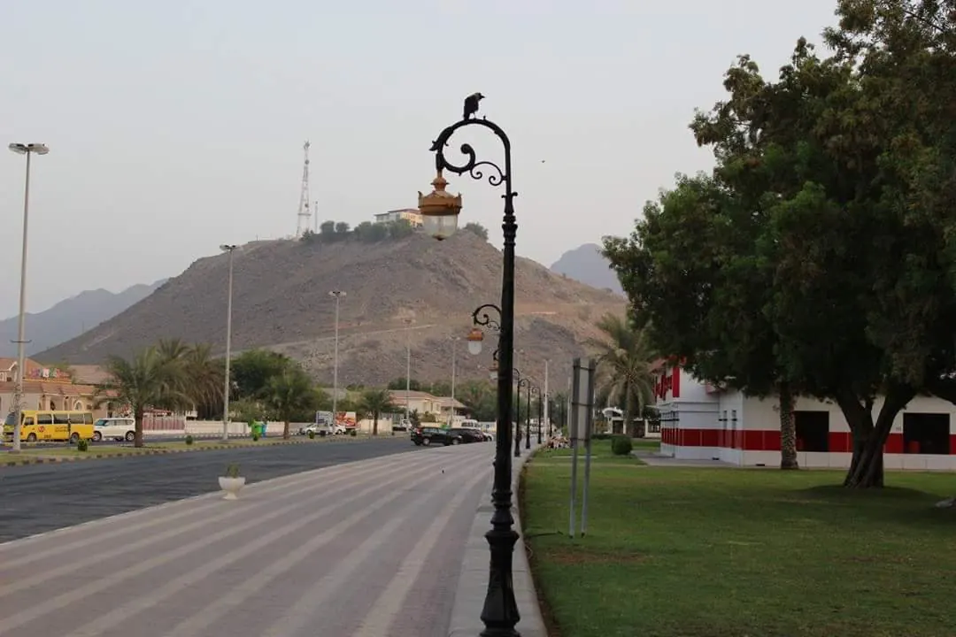 Hajar Mountains behind Khorfakkan Beach Sharjah